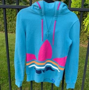 Adidas vintage blue and pink so cute hoodie